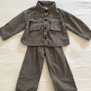 Zara 2-Piece Wide Leg Pants with Snap Front Jacket, Size 4-5